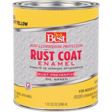 All-Source Rust Coat Oil-Based Gloss Enamel, Bright Yellow, 1 Qt. 203580D
